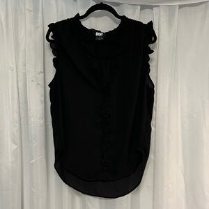 DKNY Black Ruffle Blouse